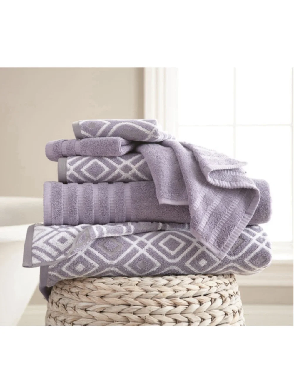 Modern Threads 6-Piece Yarn Oxford Gray Lavender Fine Quality